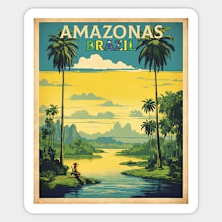 Amazonas Brazil Vintage Tourism Travel Poster Sticker